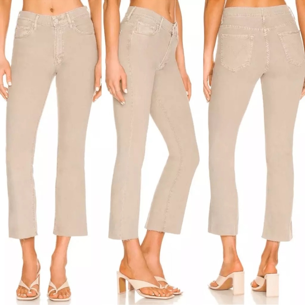 MOTHER Tan Cropped Ankle Jeans The Insider Fray Bootcut